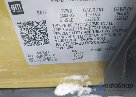 2024 Chevrolet Trax Fwd Activ from USA, damaged, VIN KL77LKE20RC038445